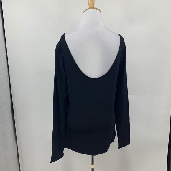 LTS Basics Shirt Womens S Small Black Cotton Stretch Scoop Back Long Sleeve Tee - Picture 5 of 12